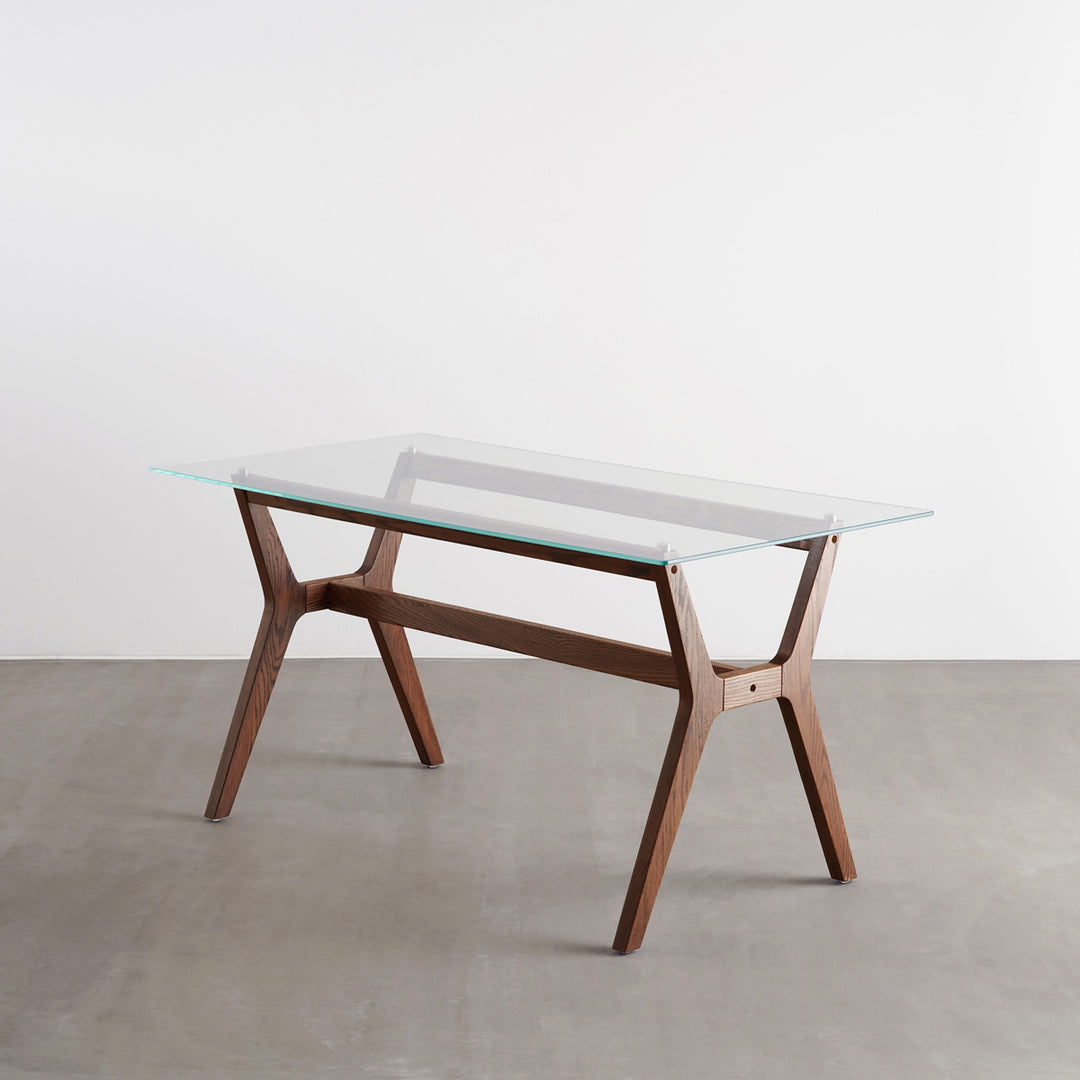 THE TABLE / ガラス × H 木製脚 オーク無垢材 – KANADEMONO